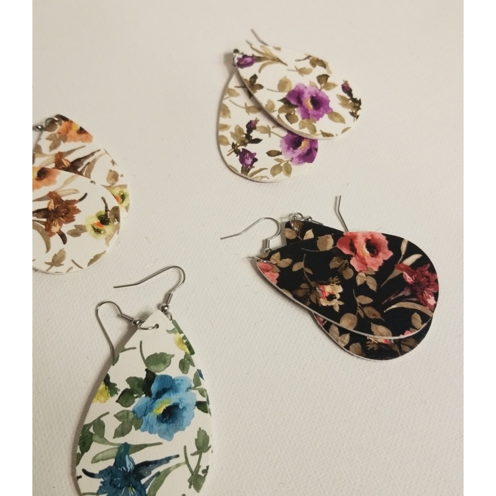 Set of faux leather earrings | 4 Pairs - Picture 2 of 6